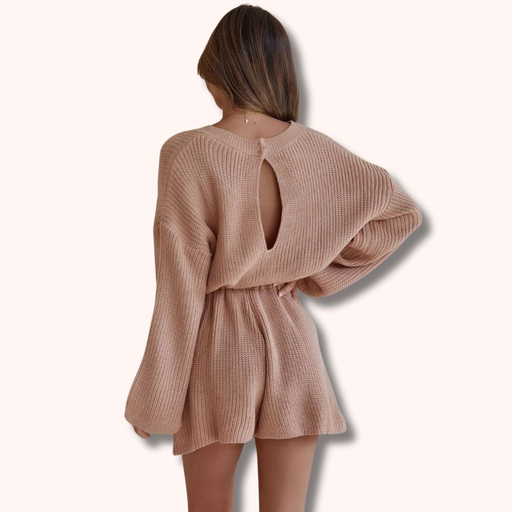 Open Back Long Sleeve Romper